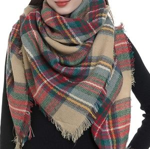 Plaid blanket scarf